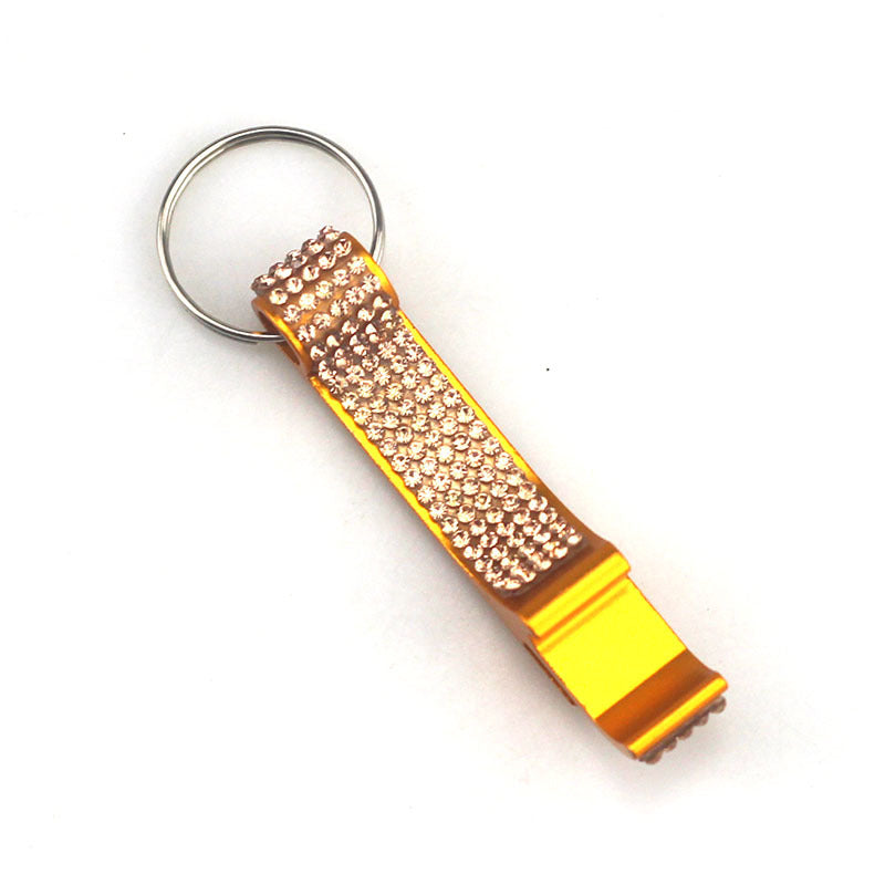 Wholesale Aluminum Alloy Diamond Inlaid Bottle Opener Key Chain